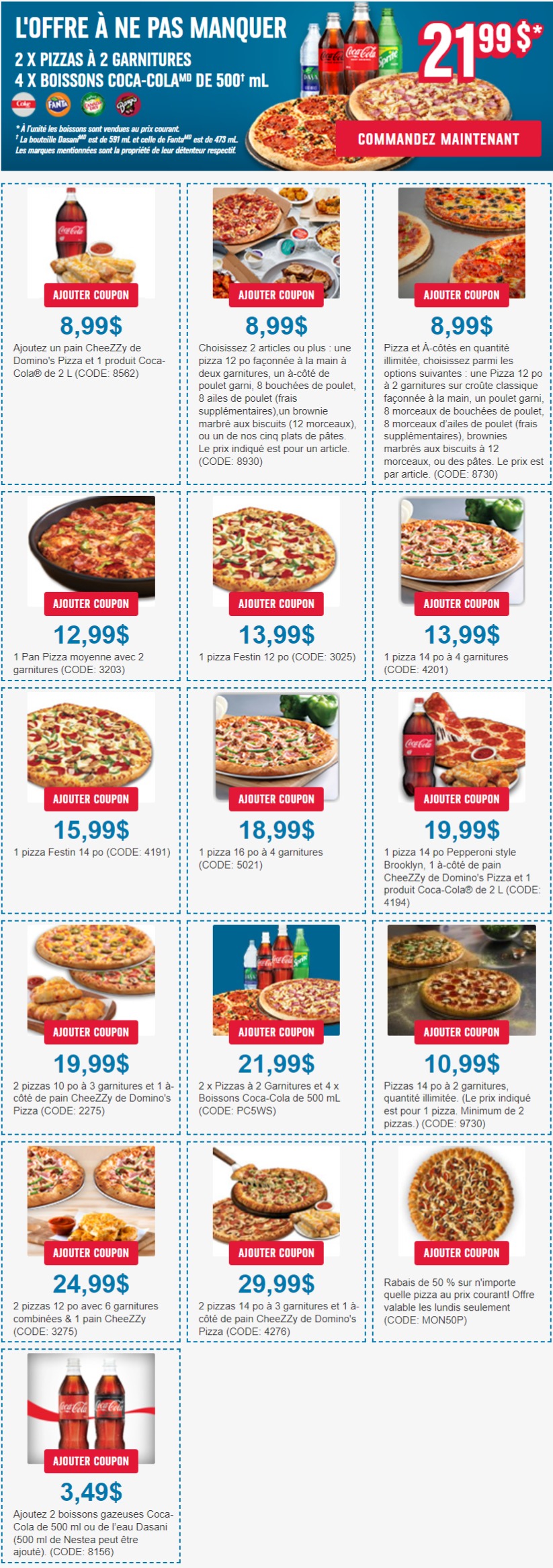 dominos janvier 2022 coupons