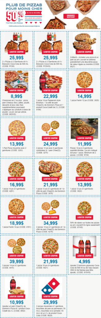 coupons rabais dominos pizza avril 2024